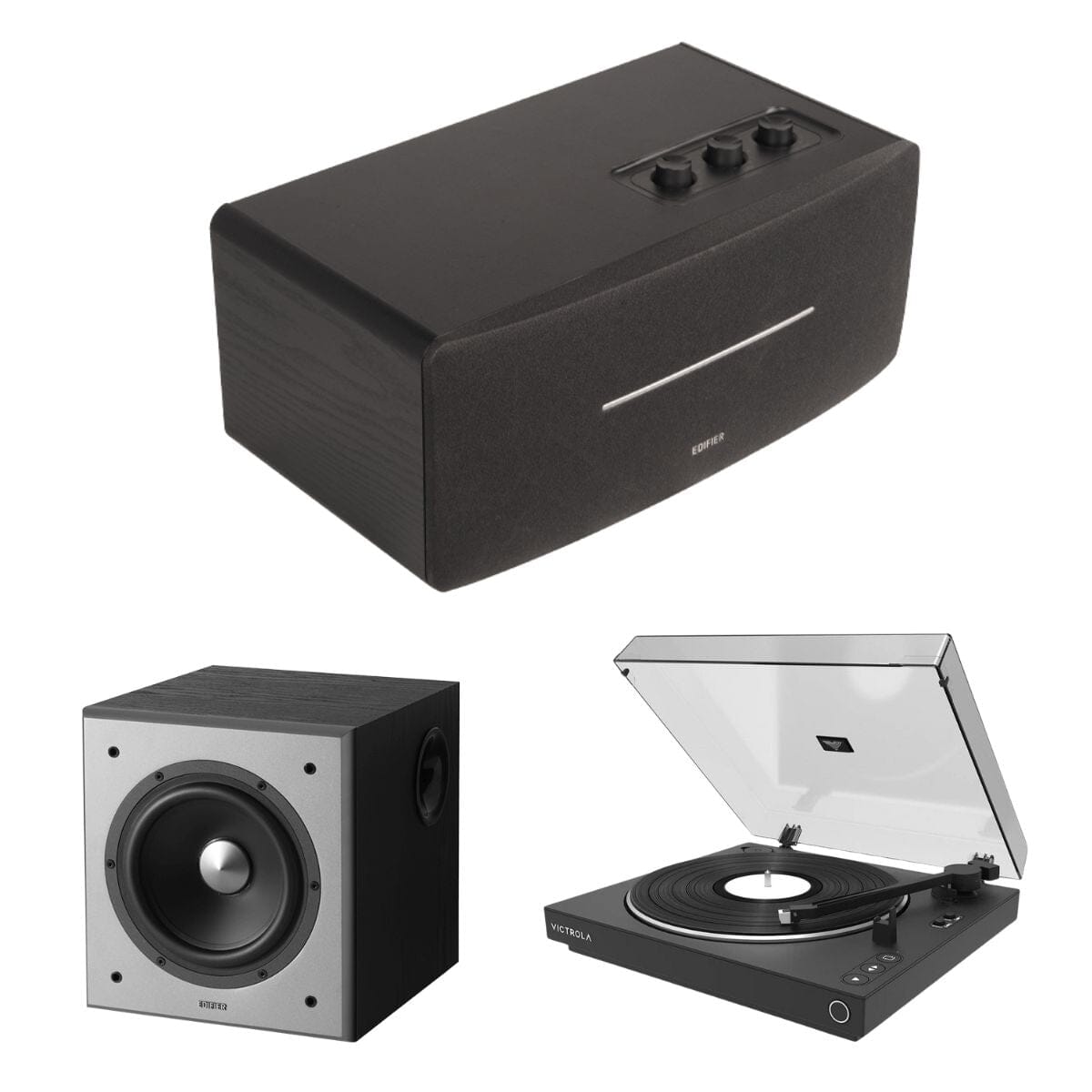 Victrola Automatic Turntable + Edifier D12 Active Bluetooth