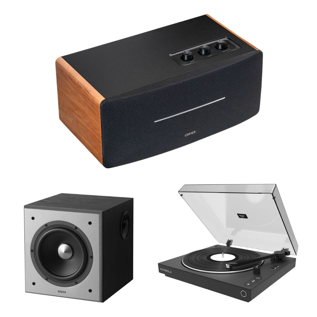 Victrola Automatic Turntable + Edifier D12 Active Bluetooth