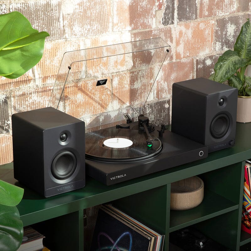Victrola Tempo Active Bookshelf Speakers + Wave Bluetooth Turntable Set Turntable Bundles Victrola 