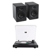Victrola Tempo Active Bookshelf Speakers + Wave Bluetooth Turntable Set Turntable Bundles Victrola Black Black 