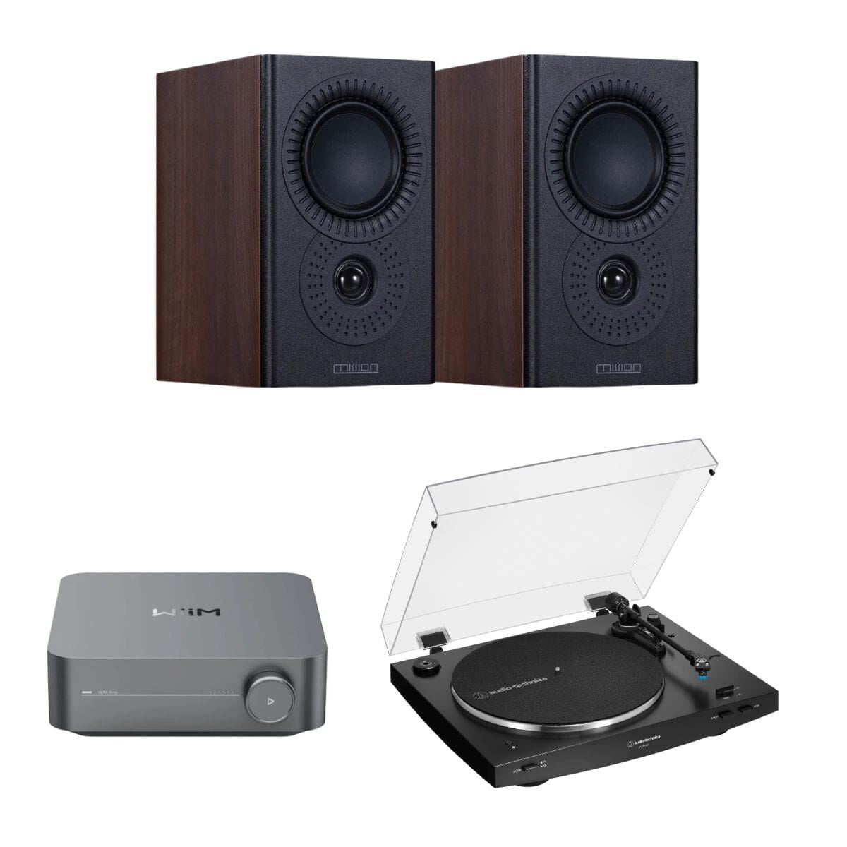 WiiM Amp + Audio-Technica LP3XBT + Mission LX-1 Bookshelf Speakers - K&B Audio