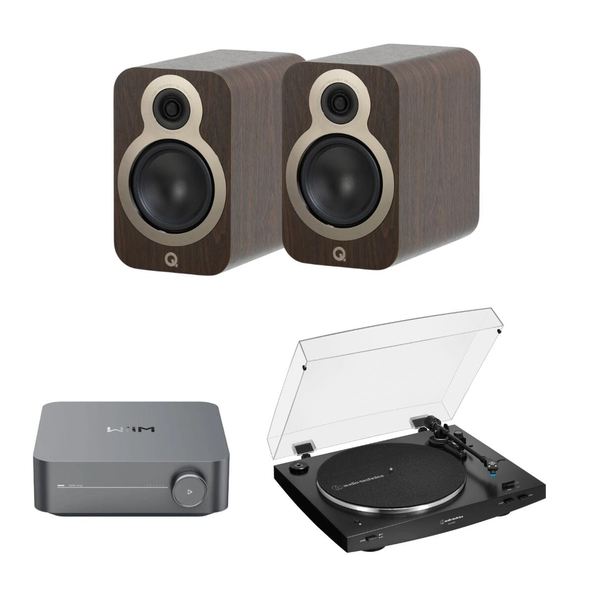 WiiM AMP + Audio-Technica LP3XBT + Q Acoustics 3010c Bookshelf Speakers - K&B Audio