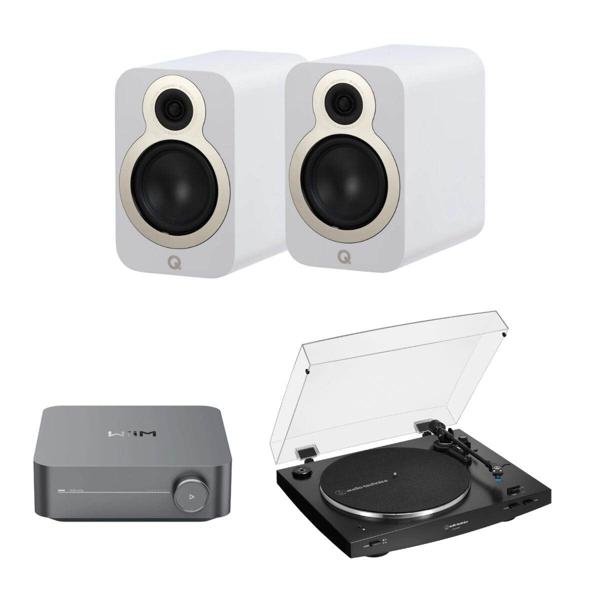WiiM AMP + Audio-Technica LP3XBT + Q Acoustics 3010c Bookshelf Speakers - K&B Audio