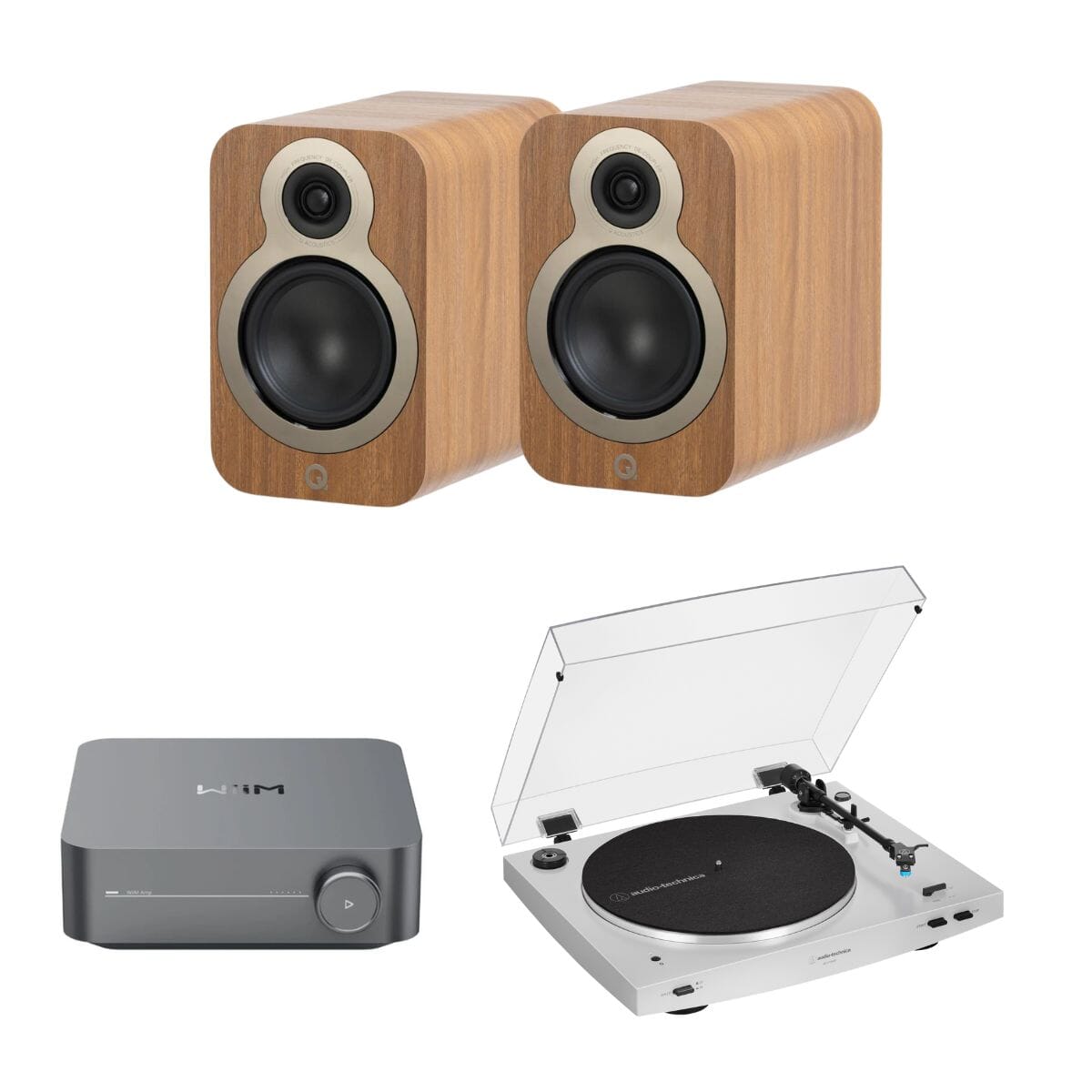 WiiM AMP + Audio-Technica LP3XBT + Q Acoustics 3010c Bookshelf Speakers - K&B Audio
