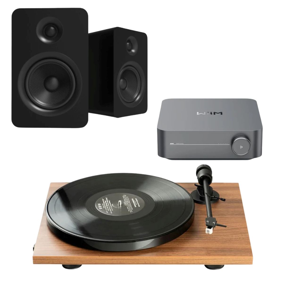 WiiM Amp + Kanto YU 6" Passive Speakers + Pro-Ject E1 Phono Turntable - K&B Audio