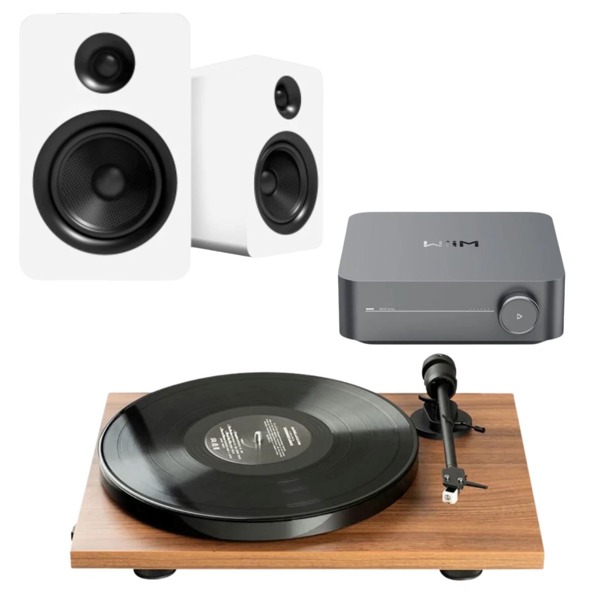 WiiM Amp + Kanto YU 6" Passive Speakers + Pro-Ject E1 Phono Turntable - K&B Audio