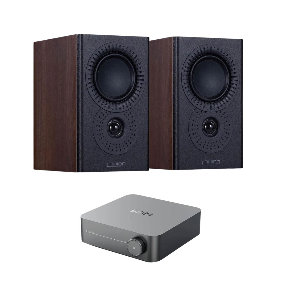WiiM AMP + Mission LX-1 Bookshelf Speakers - K&B Audio