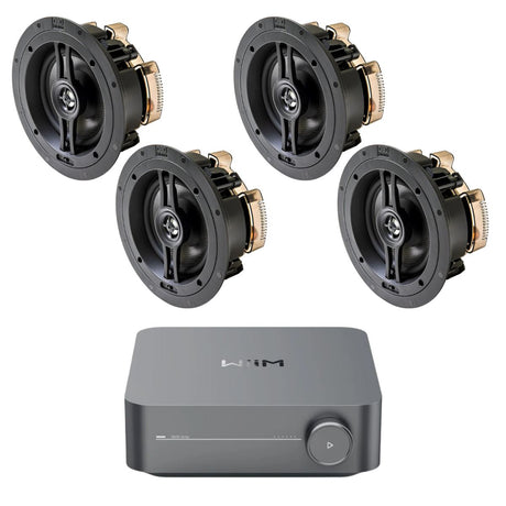 WiiM AMP Wi-Fi & Bluetooth Amplifier + OSD Audio Black Series R63 6.5" Ceiling Speakers - K&B Audio