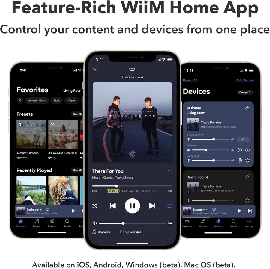 WiiM AMP Wi-Fi & Bluetooth Amplifier + OSD Audio Black Series R83 8" Ceiling Speakers - K&B Audio