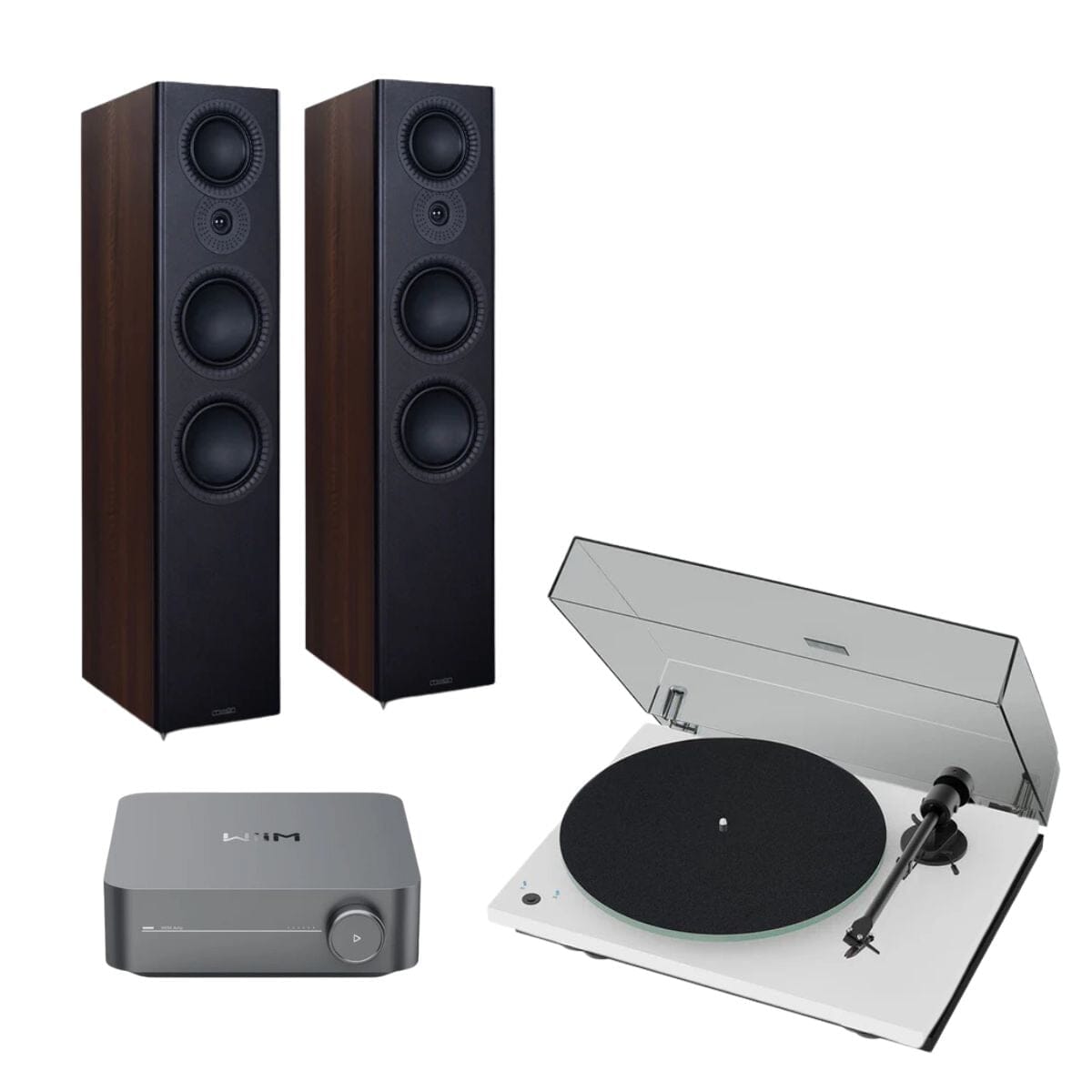 WiiM AMP + Pro-Ject T1 Phono SB + Mission LX Floorstanding Speakers Turntable Bundles WiiM LX-6 Walnut Pearl White