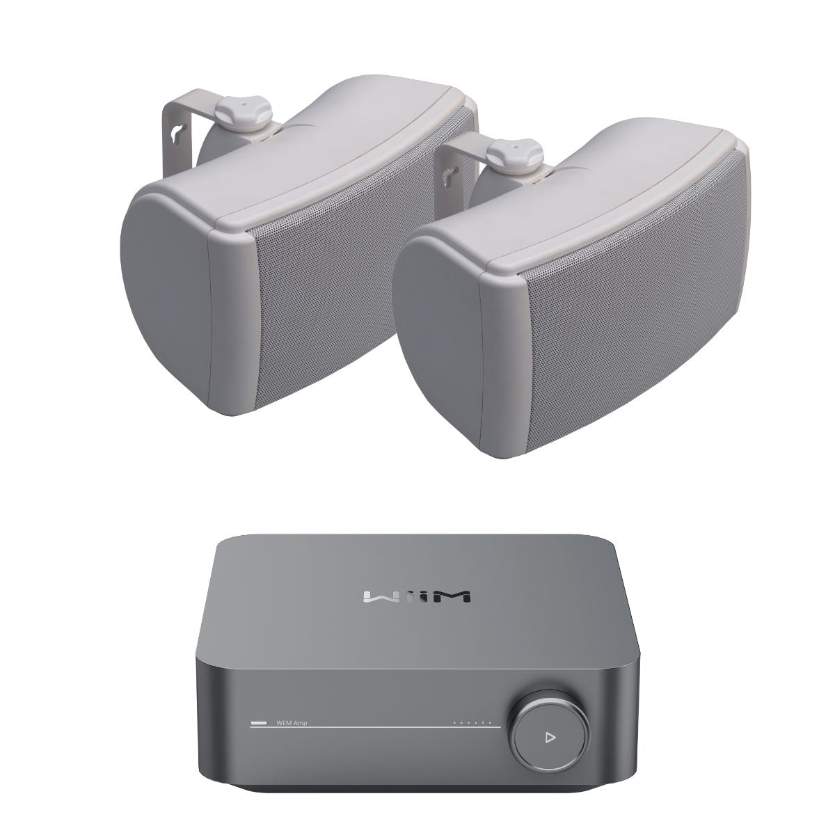 WiiM AMP Wi-Fi & Bluetooth Amplifier + Q Acoustics QI45EW 4.5" Outdoor Speakers - K&B Audio