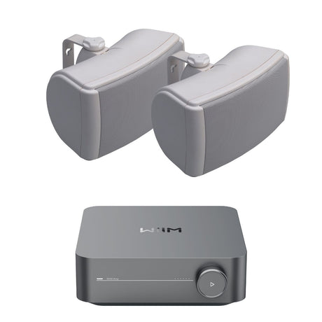 WiiM AMP Wi-Fi & Bluetooth Amplifier + Q Acoustics QI45EW 4.5" Outdoor Speakers - K&B Audio