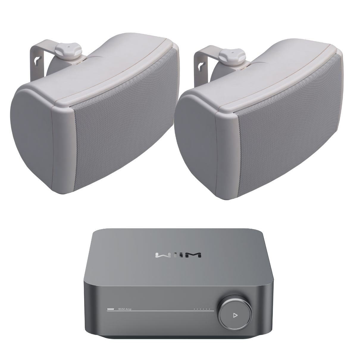 WiiM AMP Wi-Fi & Bluetooth Amplifier + Q Acoustics QI65EW 6.5" Outdoor Speakers - K&B Audio