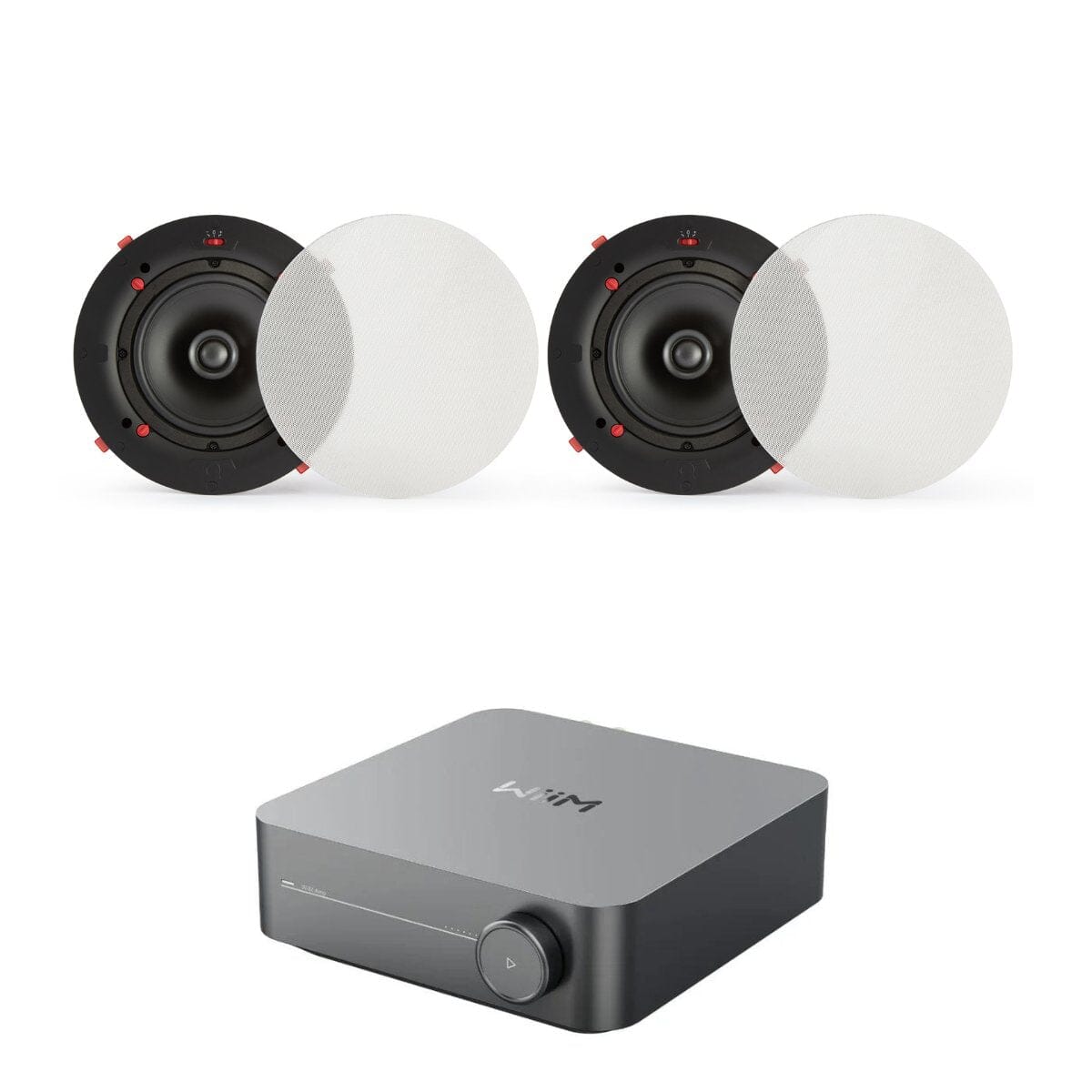 WiiM AMP + QI65CWE 6.5" Bathroom Ceiling Speaker System with Wi-Fi & Bluetooth - K&B Audio
