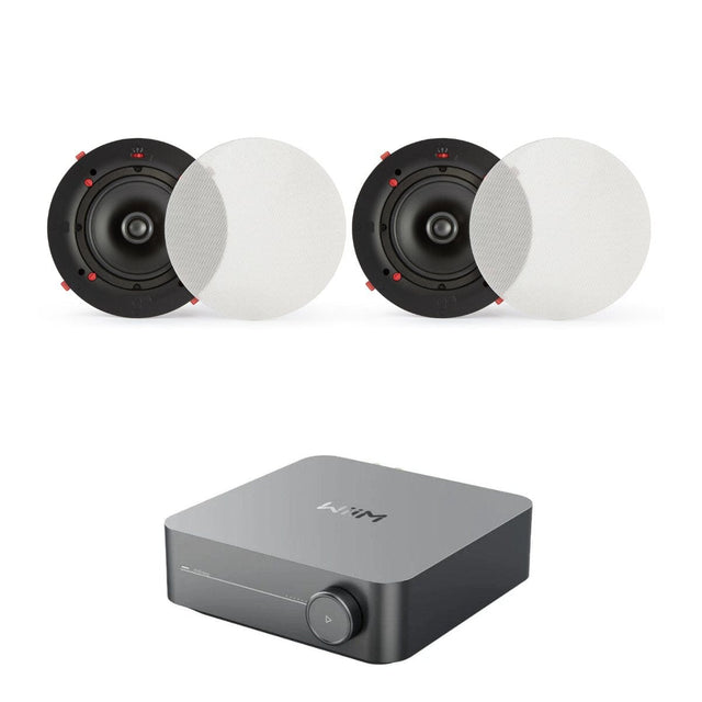 WiiM AMP + QI65CWE 6.5" Bathroom Ceiling Speaker System with Wi-Fi & Bluetooth - K&B Audio