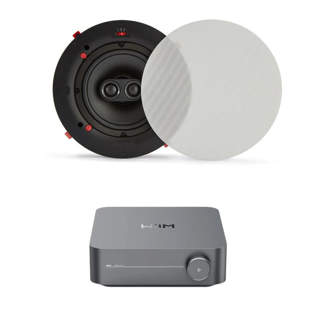 WiiM AMP + QI65CWE 6.5" Bathroom Ceiling Speaker System with Wi-Fi & Bluetooth - K&B Audio