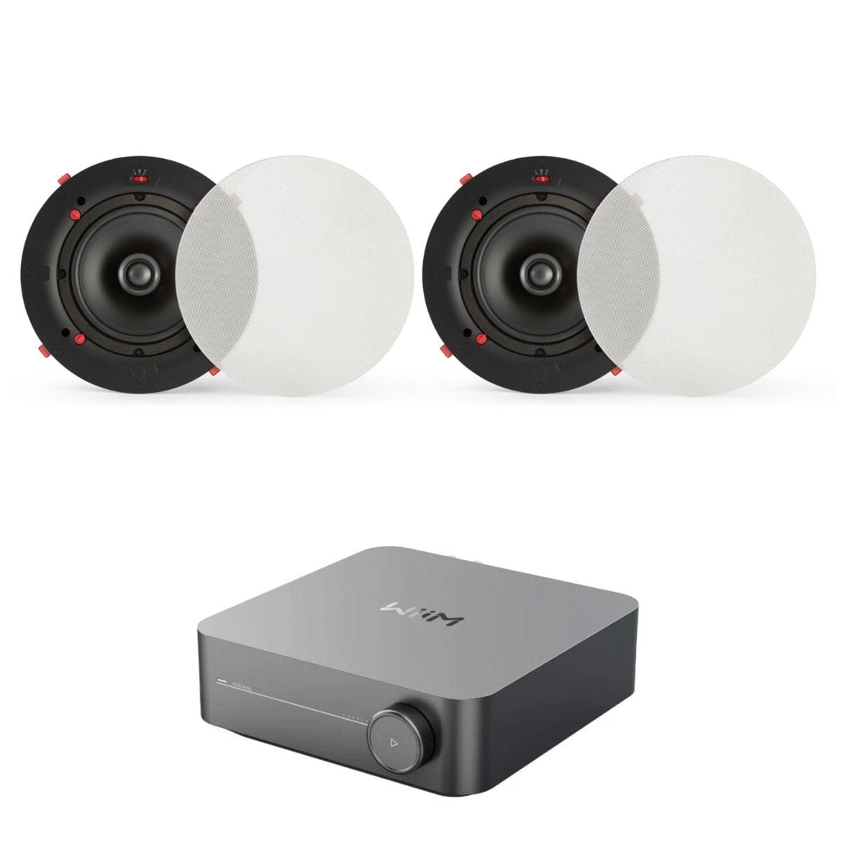 WiiM AMP + QI80CE 8" Ceiling Speaker System with Wi-Fi, Bluetooth, HDMI - K&B Audio