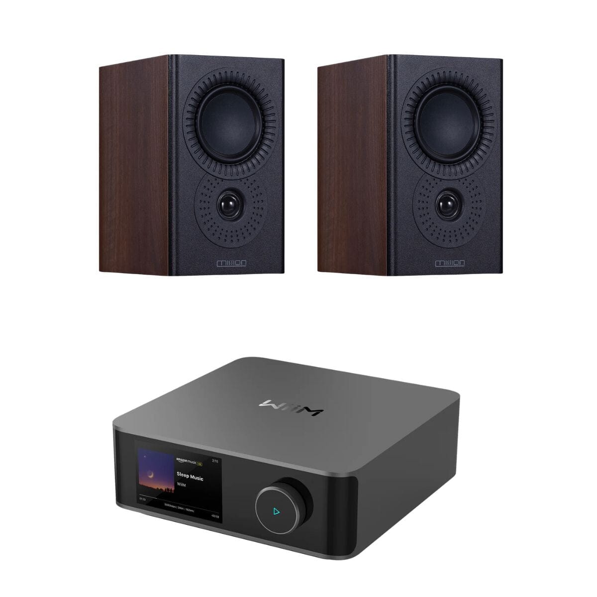 WiiM AMP Ultra + Mission LX-1 Bookshelf Speakers HiFi Systems WiiM / Mission Walnut Pearl Space Grey 