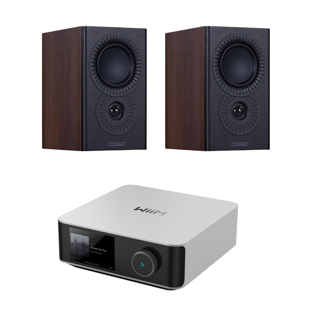 WiiM AMP Ultra + Mission LX-2 Bookshelf Speakers HiFi Systems WiiM / Mission Walnut Pearl Silver 