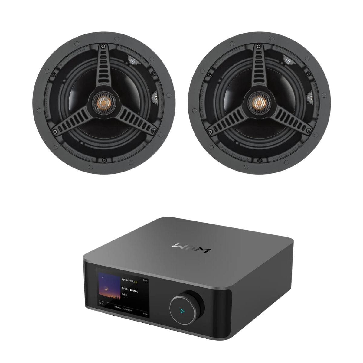 WiiM AMP Ultra + Monitor Audio C165 Ceiling Speakers - 6.5" In Ceiling Speaker Systems WiiM / Monitor Audio Space Grey 