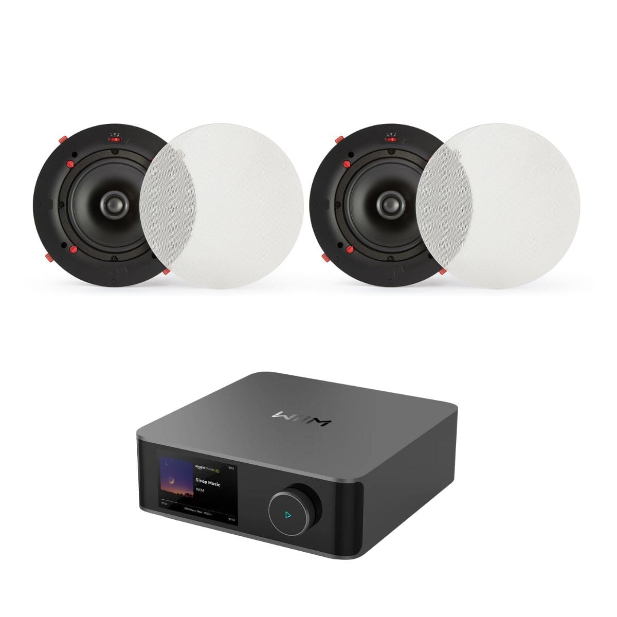 WiiM AMP Ultra + QI65CE 6.5" Ceiling Speaker System with Wi-Fi, Bluetooth, HDMI - K&B Audio