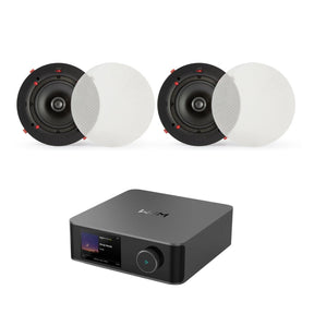 WiiM AMP Ultra + QI65CWE 6.5" Bathroom Ceiling Speaker System with Wi-Fi & Bluetooth - K&B Audio