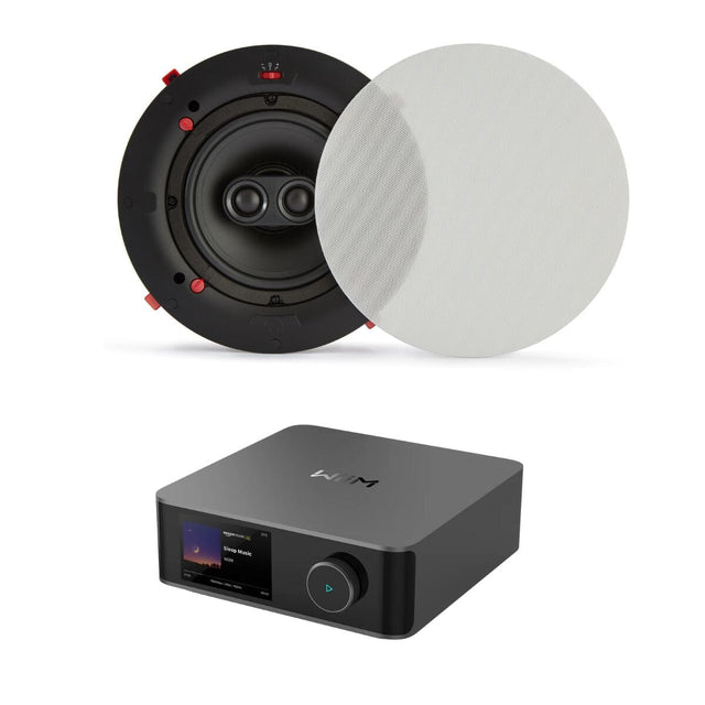 WiiM AMP Ultra + QI65CWE 6.5" Bathroom Ceiling Speaker System with Wi-Fi & Bluetooth - K&B Audio