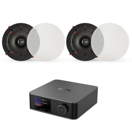WiiM AMP Ultra + QI80CE 8" Ceiling Speaker System with Wi-Fi, Bluetooth, HDMI - K&B Audio