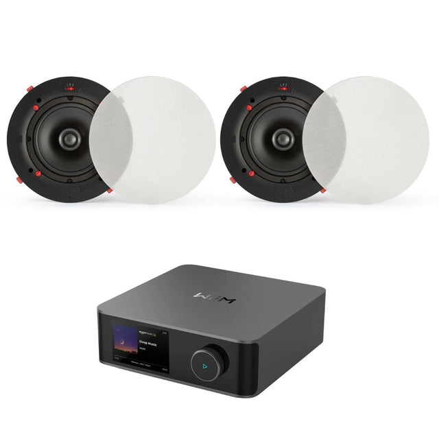 WiiM AMP Ultra + QI80CE 8" Ceiling Speaker System with Wi-Fi, Bluetooth, HDMI - K&B Audio