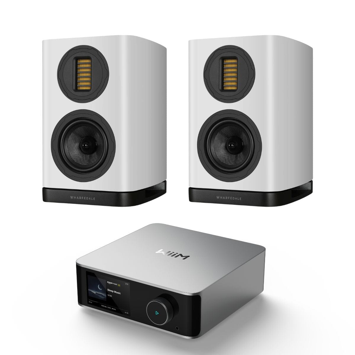 WiiM AMP Ultra + Wharfedale EVO 5.1 Bookshelf Speakers (Pair) - K&B Audio