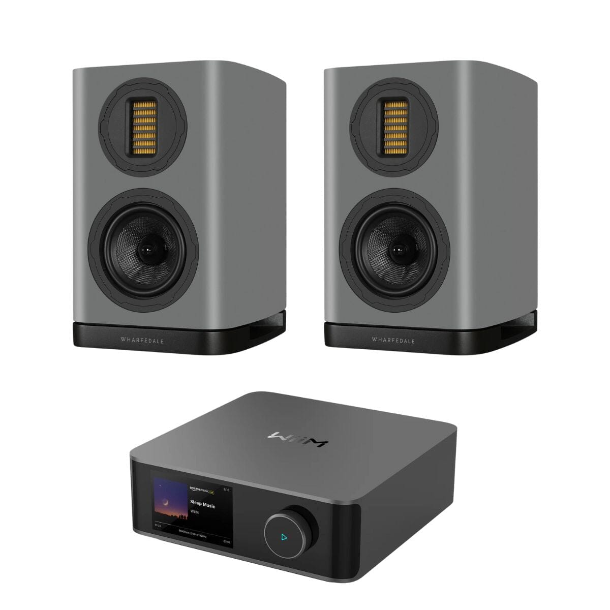 WiiM AMP Ultra + Wharfedale EVO 5.1 Bookshelf Speakers (Pair) - K&B Audio