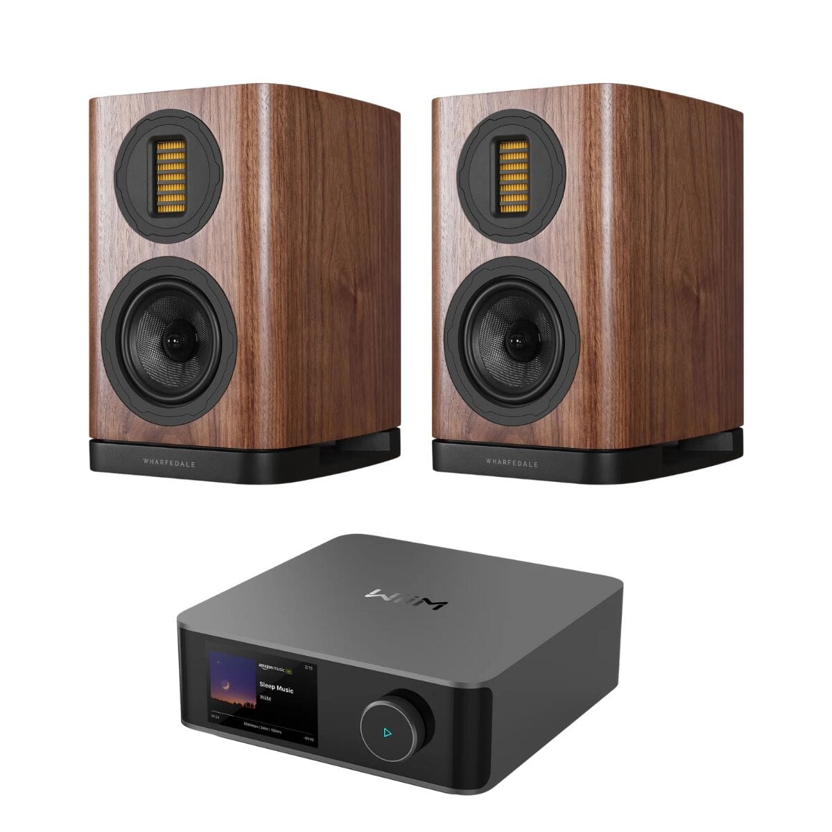 WiiM AMP Ultra + Wharfedale EVO 5.1 Bookshelf Speakers (Pair) - K&B Audio