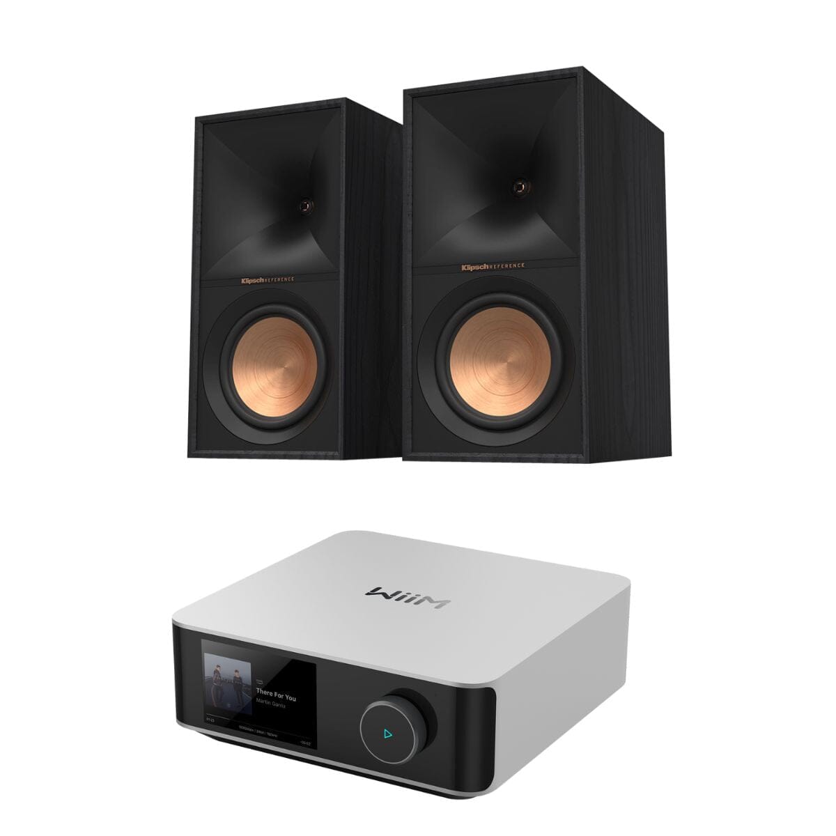 WiiM Amp Ultra Wi-Fi Amplifier + Klipsch R-60M 6.5" Bookshelf Speakers - K&B Audio