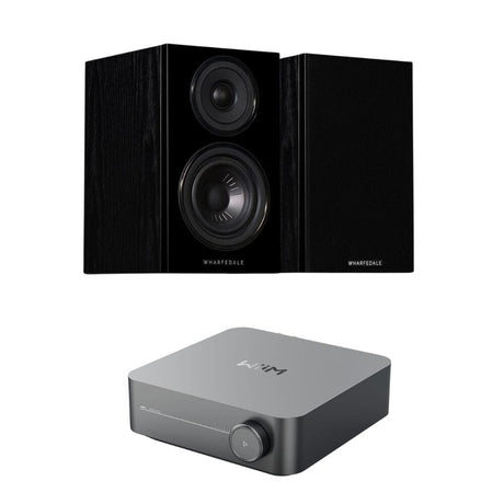 WiiM AMP + Wharfedale Diamond 12.0 4" Bookshelf Speakers HiFi Systems WiiM Black Oak 