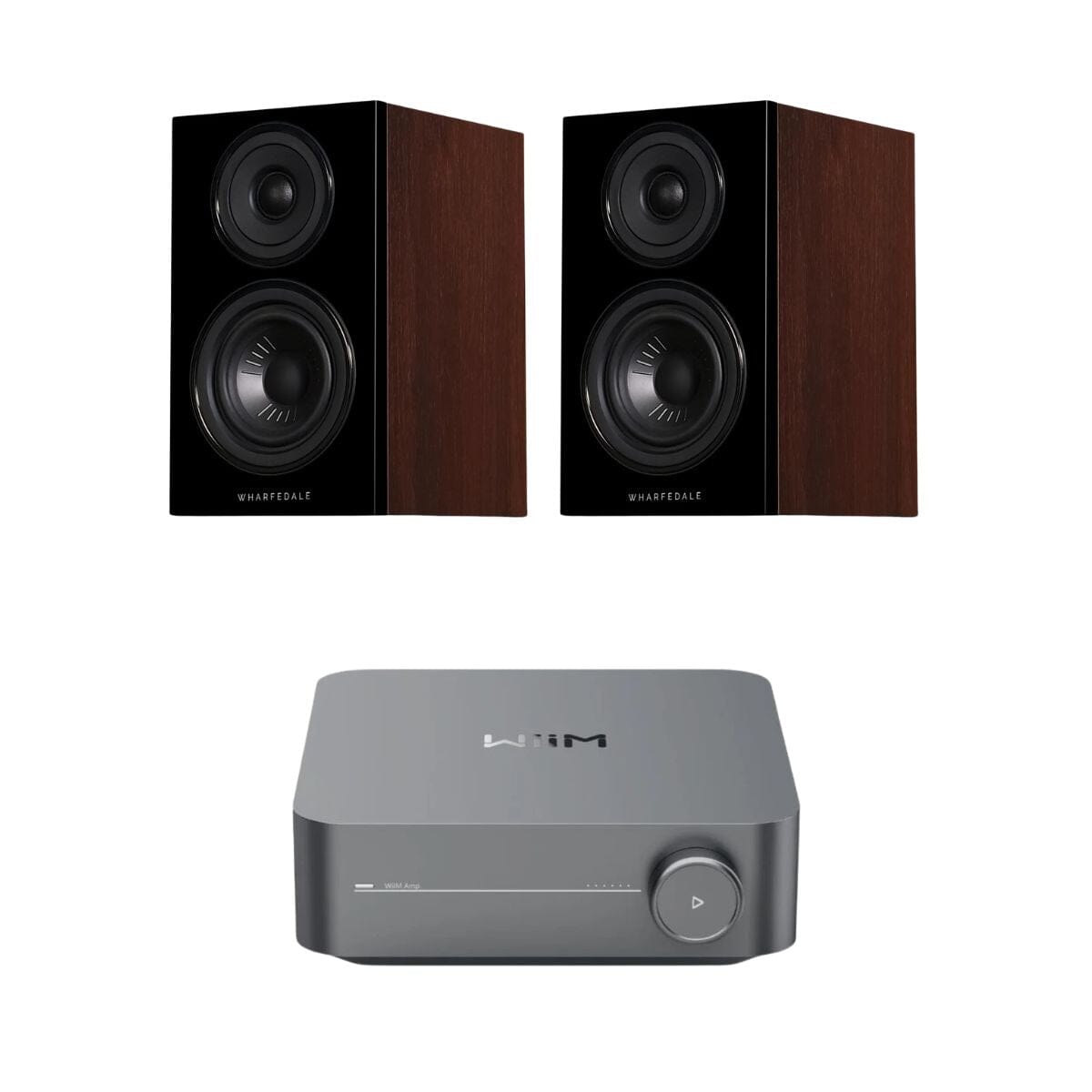 WiiM AMP + Wharfedale Diamond 12.0 4" Bookshelf Speakers - K&B Audio