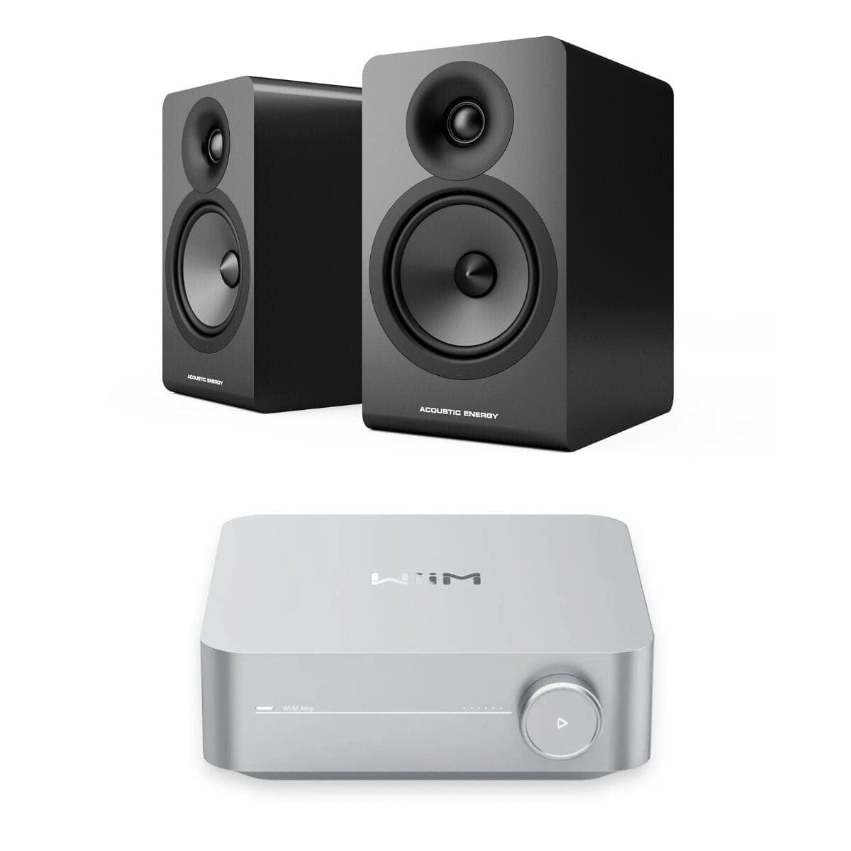 WiiM AMP Wi-Fi Amplifier + Acoustic Energy AE100² Bookshelf Speakers - K&B Audio