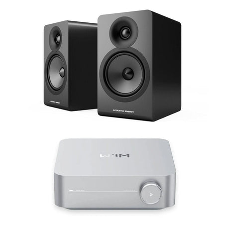 WiiM AMP Wi-Fi Amplifier + Acoustic Energy AE100² Bookshelf Speakers HiFi Systems WiiM / Acoustic Energy Black Silver 