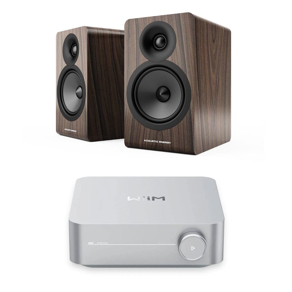WiiM AMP Wi-Fi Amplifier + Acoustic Energy AE100² Bookshelf Speakers - K&B Audio