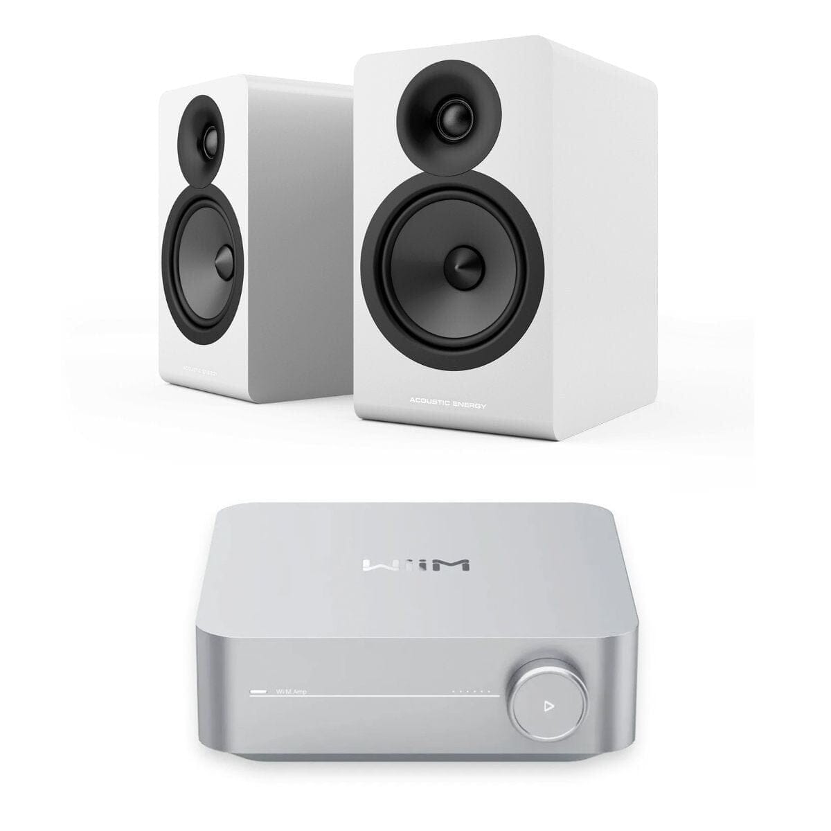 WiiM AMP Wi-Fi Amplifier + Acoustic Energy AE100² Bookshelf Speakers - K&B Audio