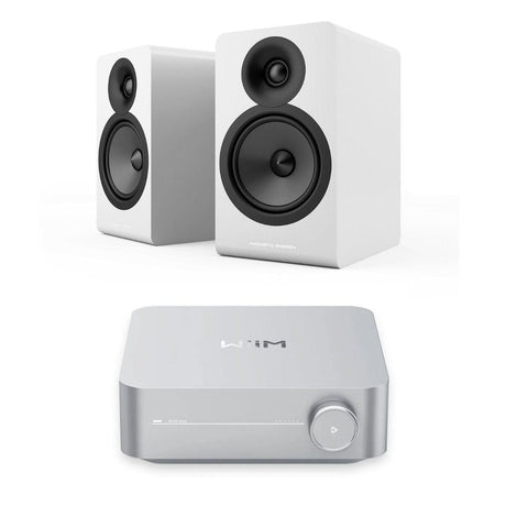WiiM AMP Wi-Fi Amplifier + Acoustic Energy AE100² Bookshelf Speakers HiFi Systems WiiM / Acoustic Energy White Silver 
