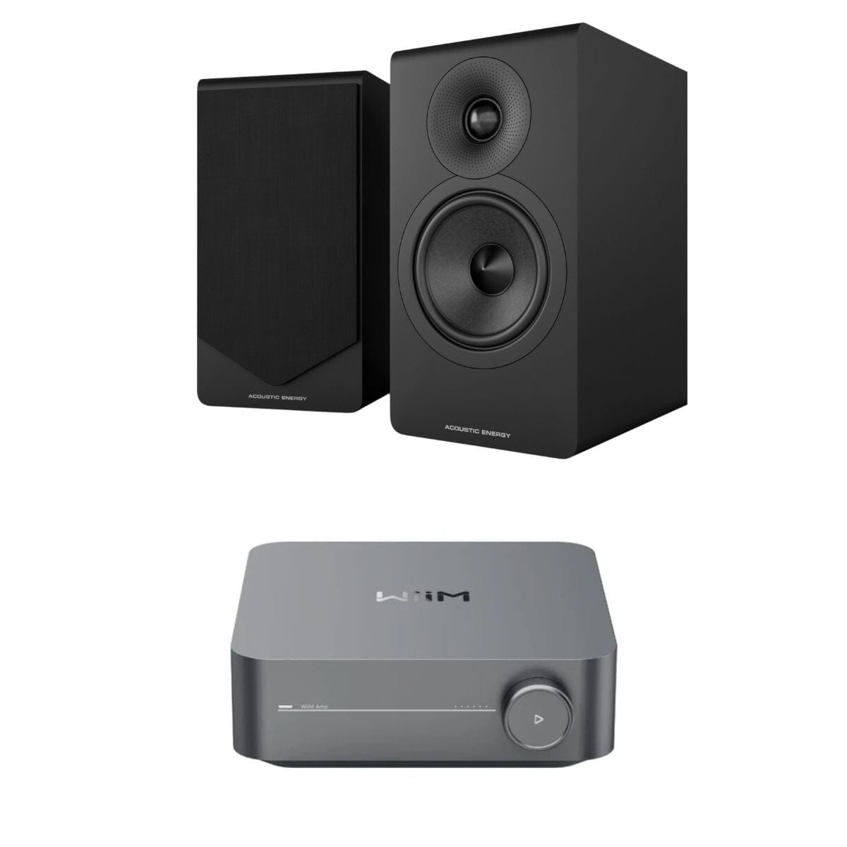 WiiM AMP Wi-Fi Amplifier + Acoustic Energy AE300² Bookshelf Speakers HiFi Systems WiiM / Acoustic Energy Black Space Grey 