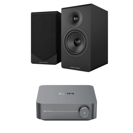 WiiM AMP Wi-Fi Amplifier + Acoustic Energy AE300² Bookshelf Speakers HiFi Systems WiiM / Acoustic Energy Black Space Grey 