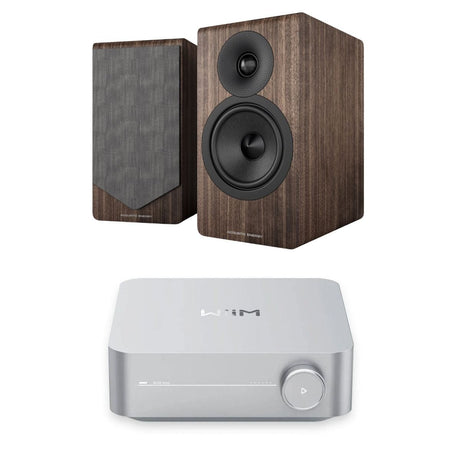 WiiM AMP Wi-Fi Amplifier + Acoustic Energy AE300² Bookshelf Speakers HiFi Systems WiiM / Acoustic Energy Walnut Silver 