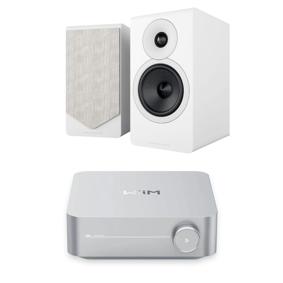 WiiM AMP Wi-Fi Amplifier + Acoustic Energy AE300² Bookshelf Speakers HiFi Systems WiiM / Acoustic Energy White Silver 