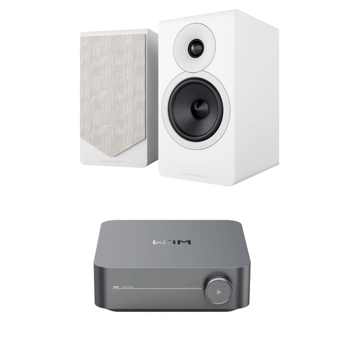 WiiM AMP Wi-Fi Amplifier + Acoustic Energy AE300² Bookshelf Speakers HiFi Systems WiiM / Acoustic Energy White Space Grey 