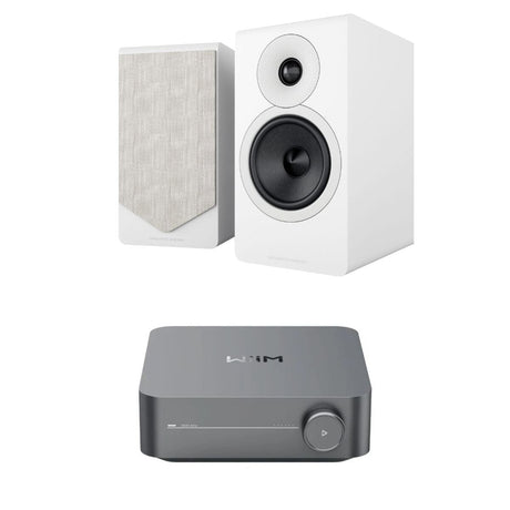 WiiM AMP Wi-Fi Amplifier + Acoustic Energy AE300² Bookshelf Speakers HiFi Systems WiiM / Acoustic Energy White Space Grey 
