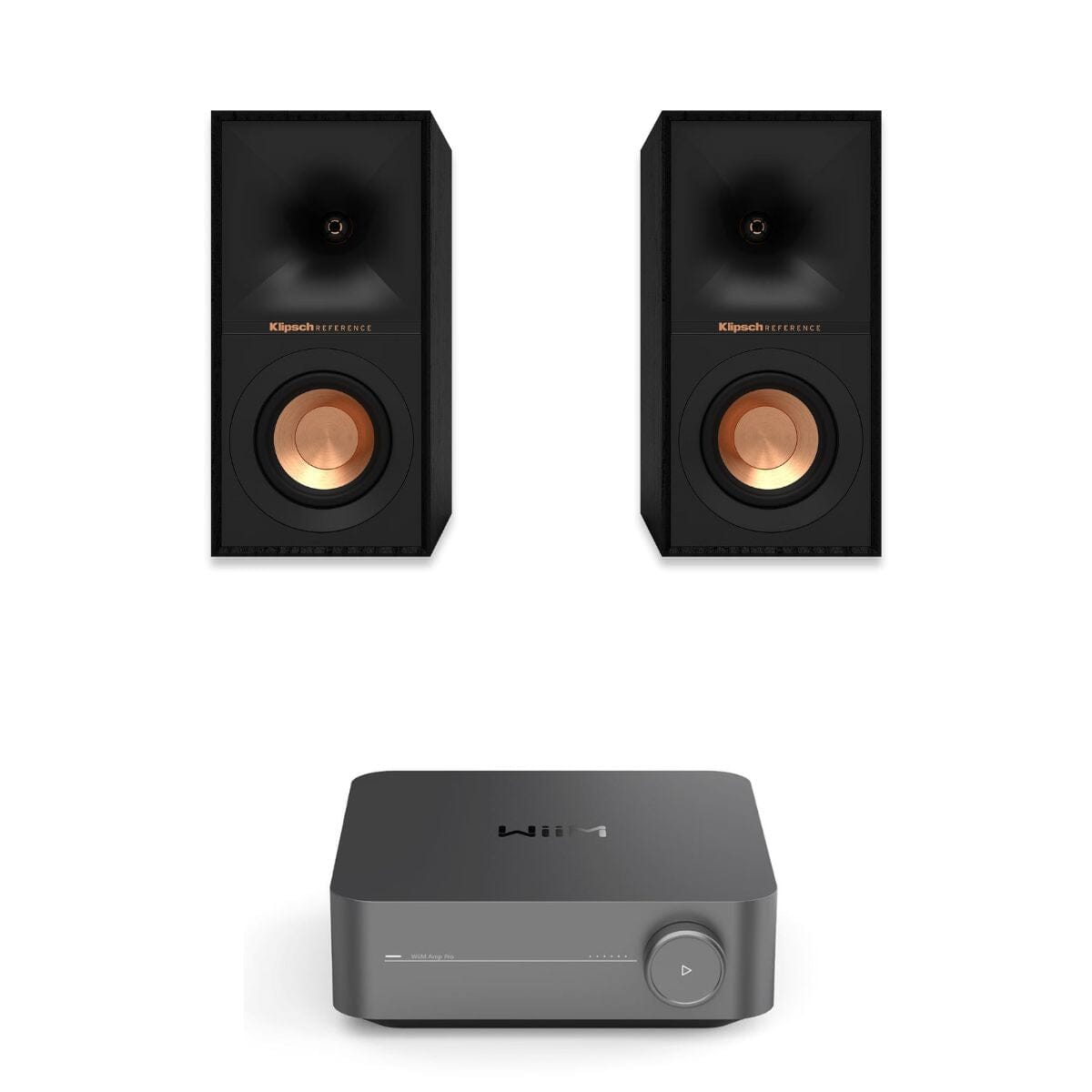 WiiM AMP Wi-Fi Amplifier + Klipsch R-40M 4" Bookshelf Speakers - K&B Audio