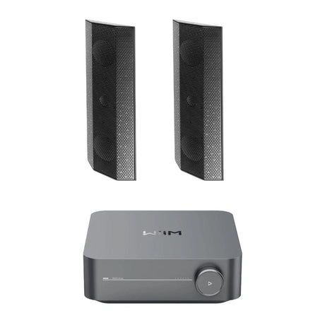WiiM AMP Wi-Fi & Bluetooth Amplifier + Lithe Audio IO1 Passive Speakers Outdoor Speaker Systems WiiM One Pair Black 