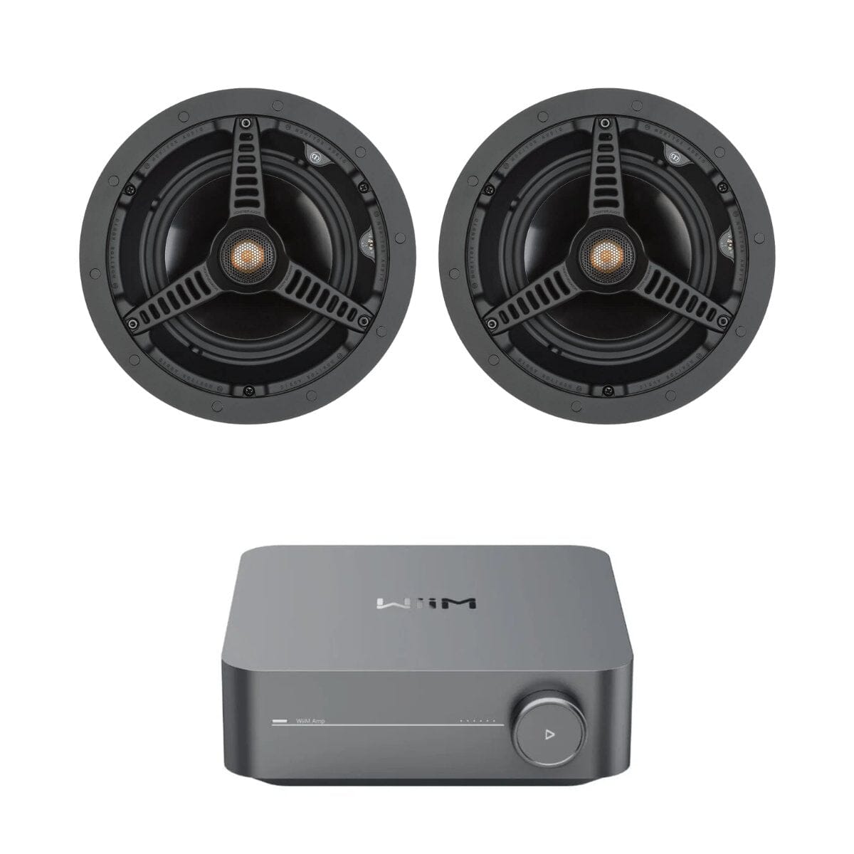 WiiM Amp Wi-Fi & Bluetooth Amplifier + Monitor Audio C165 6.5" Ceiling Speakers (Pair) - K&B Audio