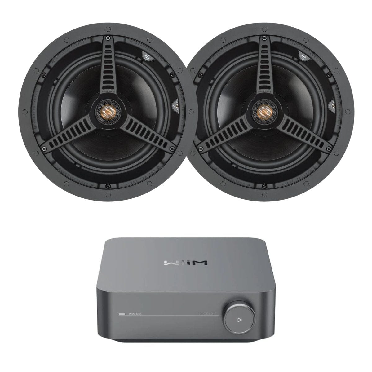 WiiM Amp Wi-Fi & Bluetooth Amplifier + Monitor Audio C180 8" Ceiling Speakers (Pair) - K&B Audio